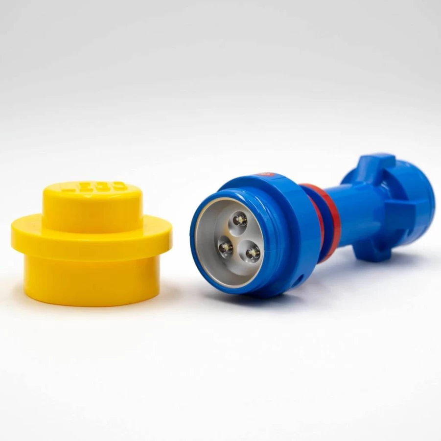 IQ LEGO Flashlight Torch - 7.5" Buildable Toy with Removable Cap (Blue/Red/Yellow) - Compatible with LEGO Bricks