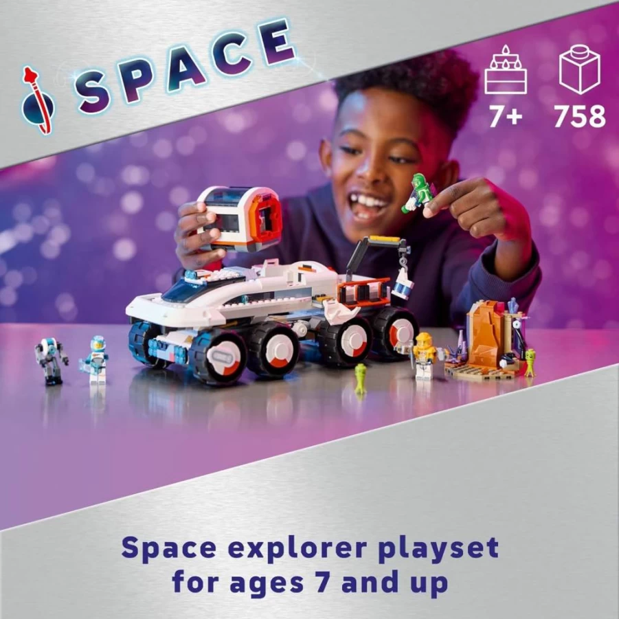 LEGO City Space Command Rover & Crane Loader Building Kit with Astronaut Minifigures, Space Robot & Aliens - Outer Space Toy Set 60432 for Kids Ages 7+
