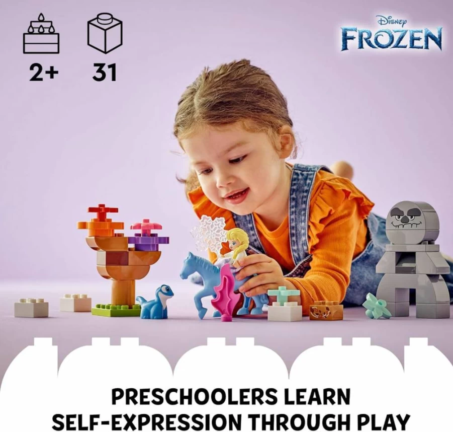 LEGO DUPLO Disney Frozen Elsa & Bruni Enchanted Forest Building Toy Set with Minifigure - Preschool Construction Kit for Kids Ages 2+ (10418) - Gift for Girls & Boys
