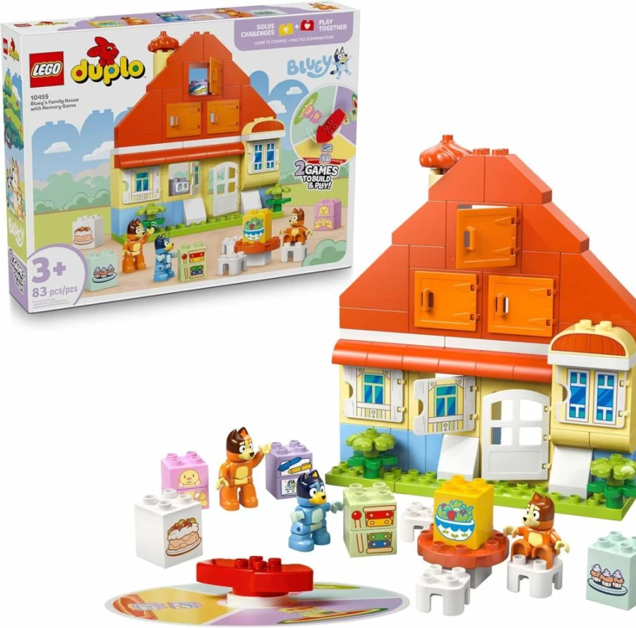 LEGO DUPLO Bluey's Family House Building Toy Set with Memory Game, Includes Bluey Figure - Preschool Learning Gift for Kids Ages 3+ (10459)
