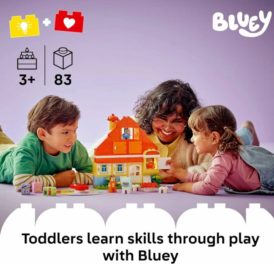 LEGO DUPLO Bluey's Family House Building Toy Set with Memory Game, Includes Bluey Figure - Preschool Learning Gift for Kids Ages 3+ (10459)