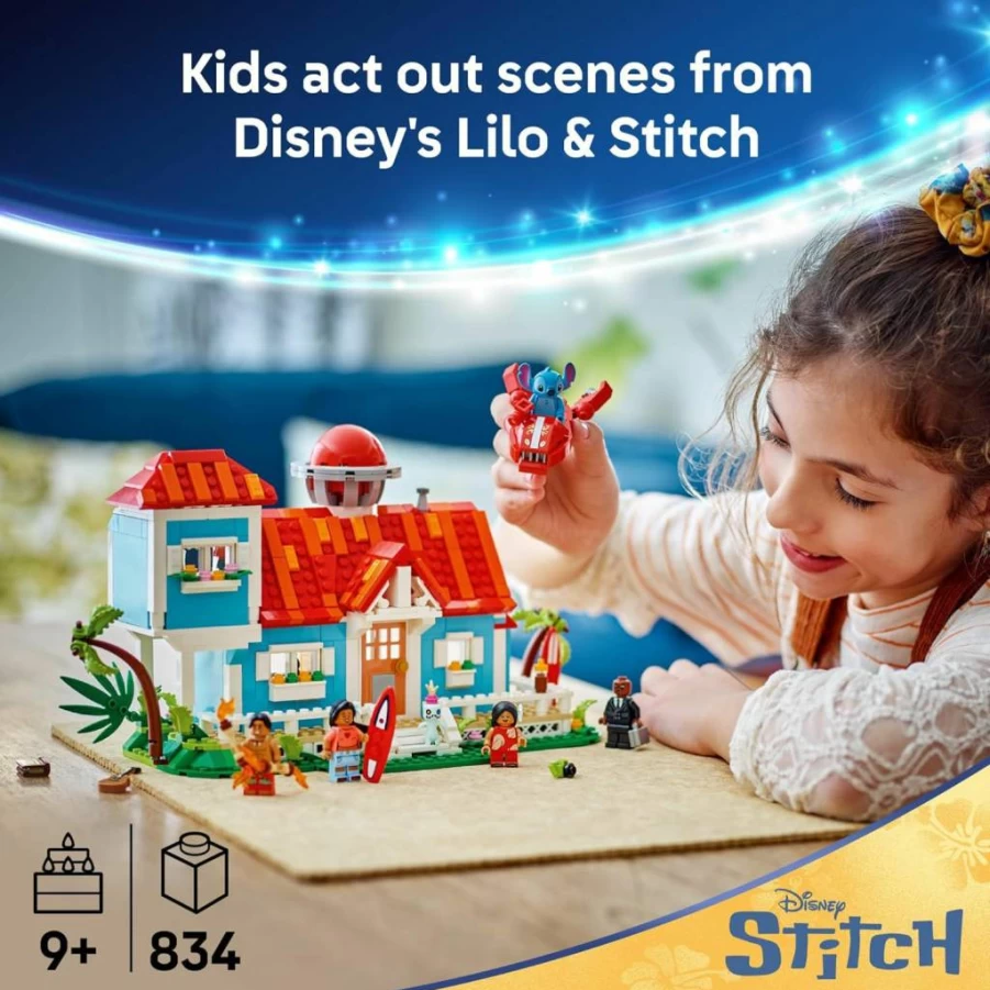 LEGO Disney Lilo & Stitch Beach House Building Set 43268 - 5 Minifigures, Ages 9+, Creative Toy for Kids, Boys & Girls, Perfect Disney Movie Gift Idea