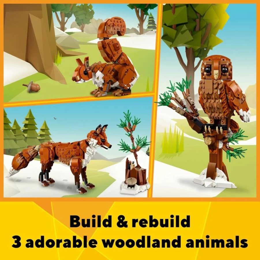 LEGO Creator 3-in-1 Forest Animals Building Toy Set (31154) – Build Red Fox, Owl, or Squirrel Figurine – Creative STEM Toys for Kids Ages 9+ – Gift for Boys & Girls