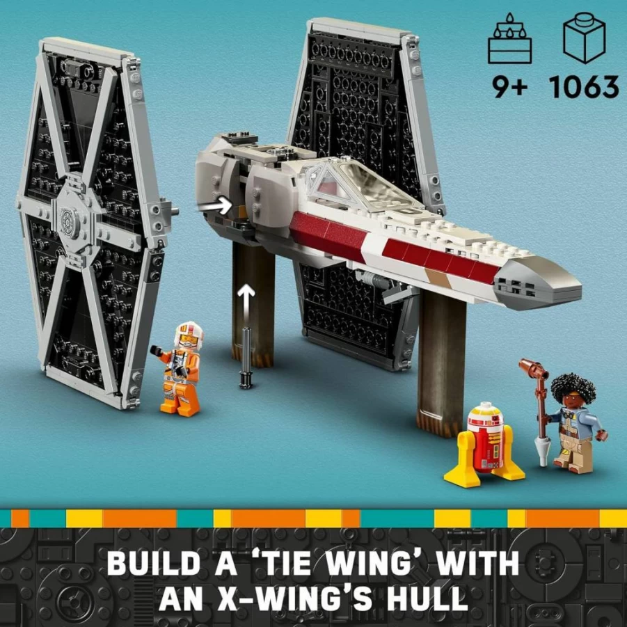 LEGO Star Wars 75393 Tie Fighter & X-Wing Mash-Up Building Kit for Kids Ages 9+ | Creative Play Set for Boys & Girls | Ultimate Fan Gift for Birthday & Display