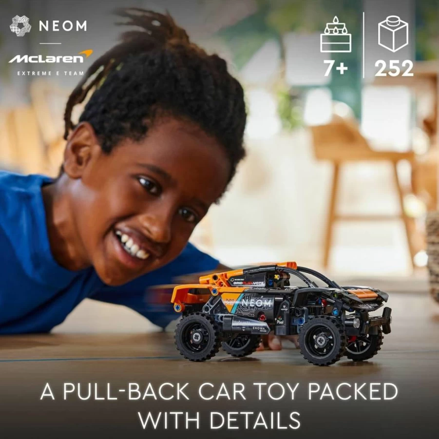 LEGO Technic McLaren Extreme E 42166 Off-Road Pull-Back Race Car Toy for Kids, Building Set for Boys & Girls Ages 7+, STEM Educational Gift Idea