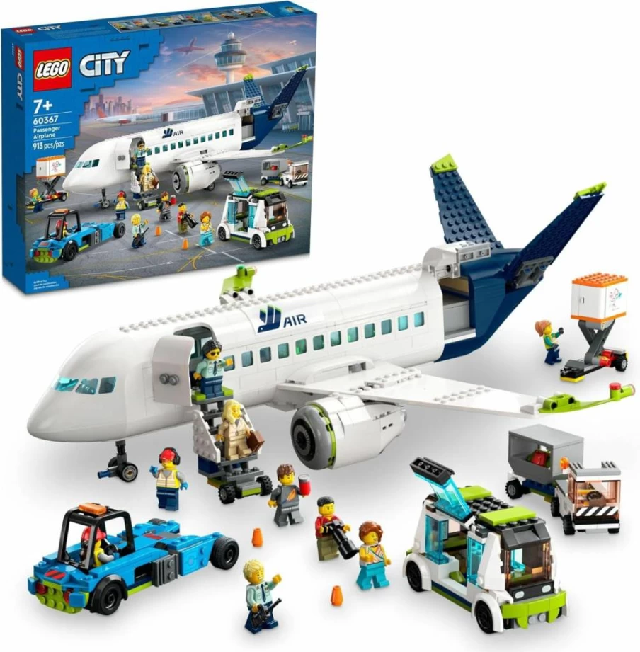 LEGO City 60367 Passenger Airplane Building Set with 9 Minifigures & Buildable Vehicles - Creative STEM Toy for Kids Ages 7+ - Educational Gift for Boys & Girls