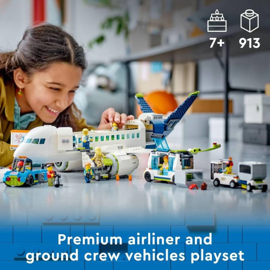 LEGO City 60367 Passenger Airplane Building Set with 9 Minifigures & Buildable Vehicles - Creative STEM Toy for Kids Ages 7+ - Educational Gift for Boys & Girls
