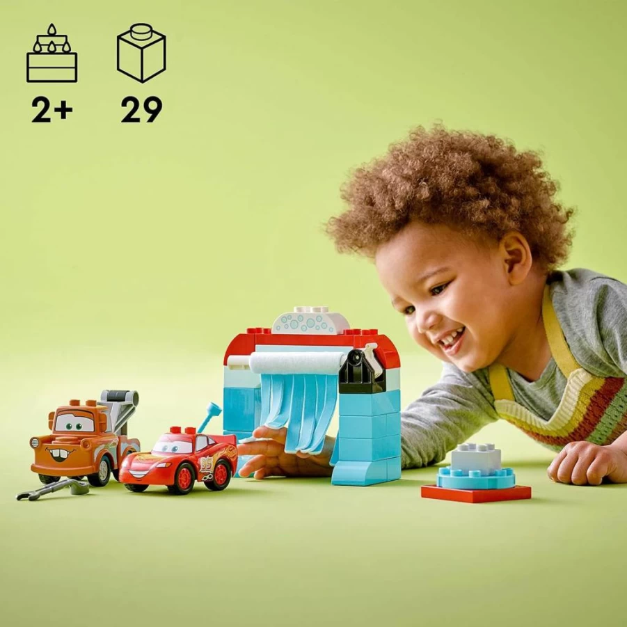 LEGO DUPLO Disney Pixar Cars Lightning McQueen & Mater Car Wash 10996, Building Toy for Toddlers Ages 2+, Gift for Boys & Girls, Creative Play Set