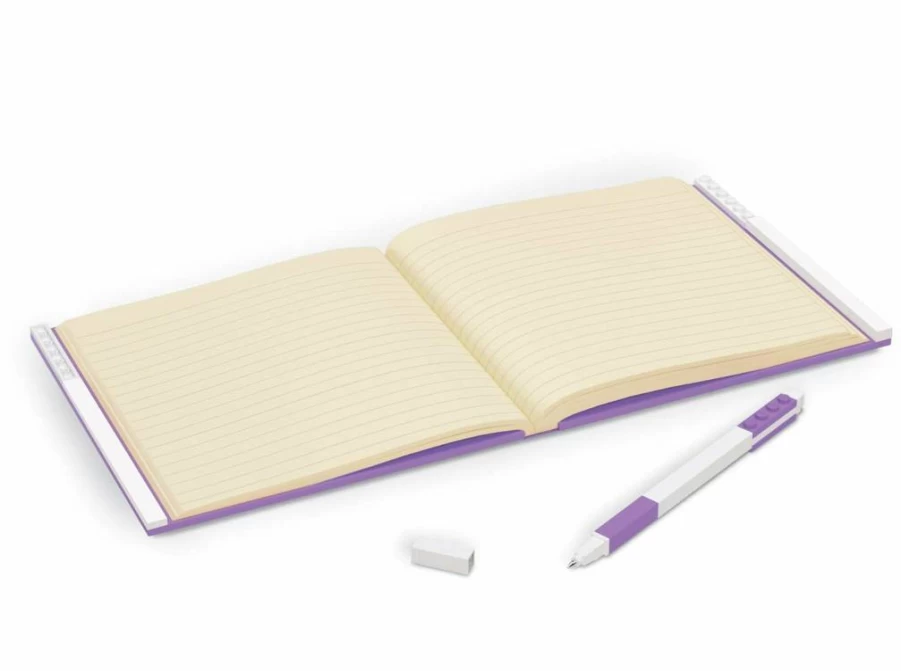 Amazon IQ Lego Stationery Locking Notebook with Gel Pen - 6x6 Inch Square Lined Journal, Lavender (52445)