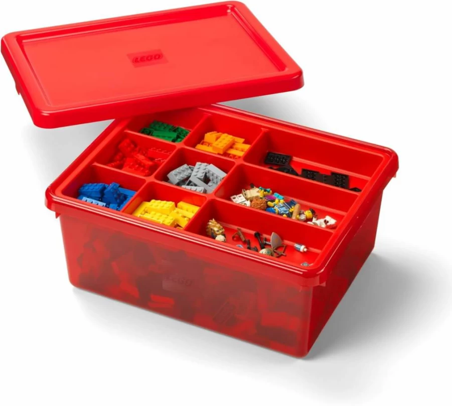 Room Copenhagen Medium Blue 17.7L Lego Storage Organizer with Removable Dividers for Bricks, Minifigures & Accessories