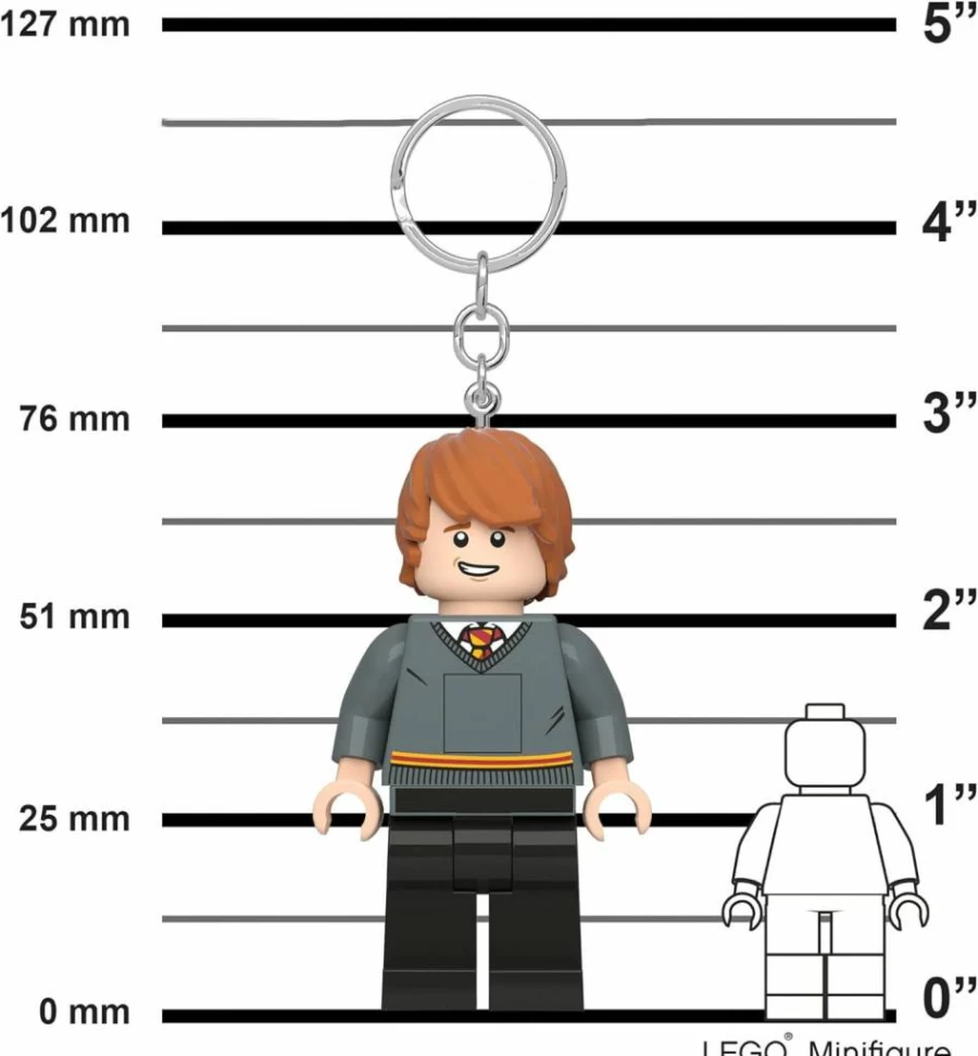 IQ Harry Potter Ron Weasley Keychain Light - 3 Inch Collectible LED Keyring, Lego Style Mini Figure
