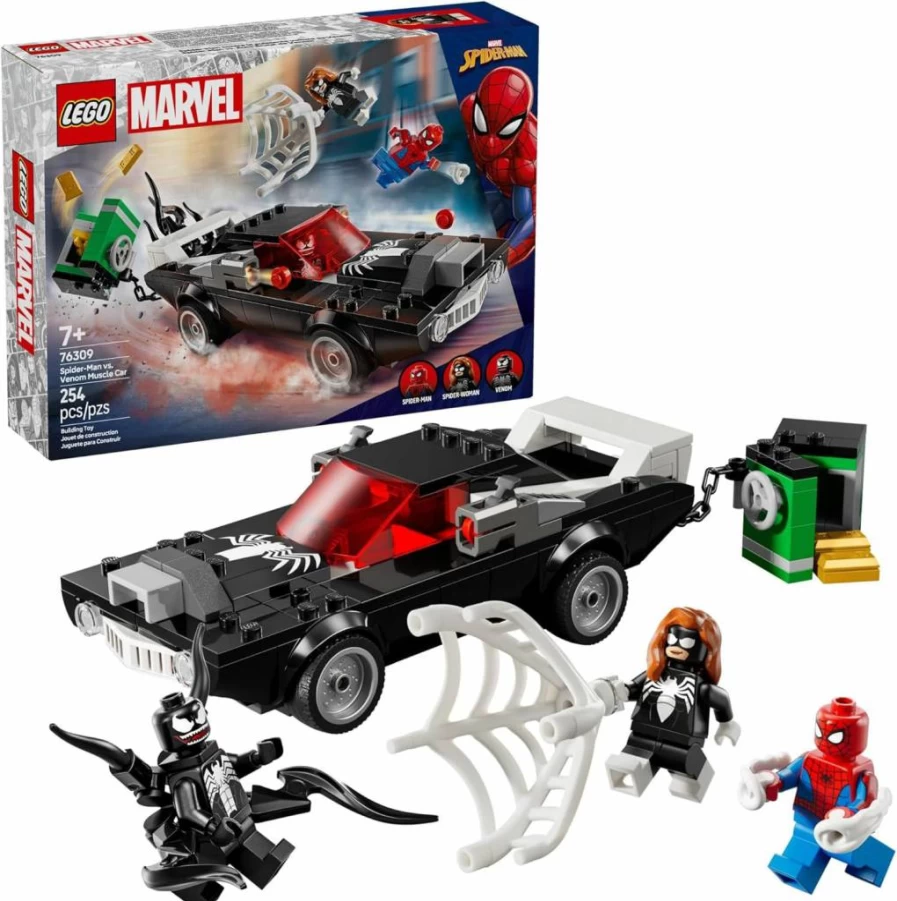 LEGO Marvel Spider-Man vs Venom Muscle Car Building Set 76309 with Minifigures – Spider-Man, Venom, Spider-Woman – Superhero Toy Gift for Kids Ages 7+