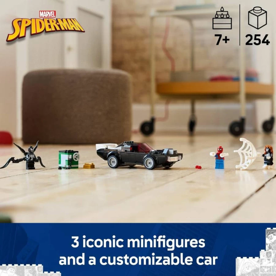 LEGO Marvel Spider-Man vs Venom Muscle Car Building Set 76309 with Minifigures – Spider-Man, Venom, Spider-Woman – Superhero Toy Gift for Kids Ages 7+