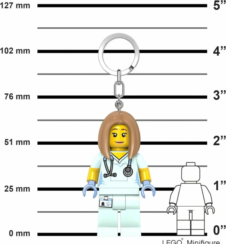 IQ 3 Inch Tall Veterinarian Nurse Lego-Compatible Figure Keychain Light (KE156H)