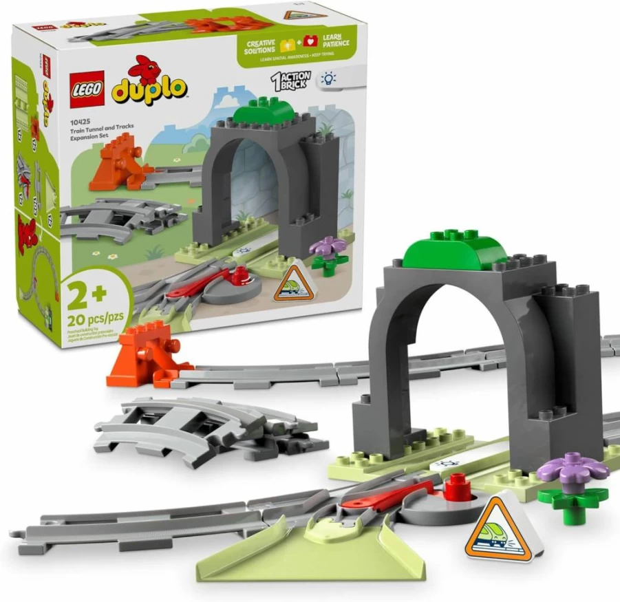 LEGO DUPLO Train Tunnel and Tracks Expansion Set - 10 Extra Track Pieces for Toddlers Ages 2+ - Preschool Building Toy for Boys and Girls - 10425