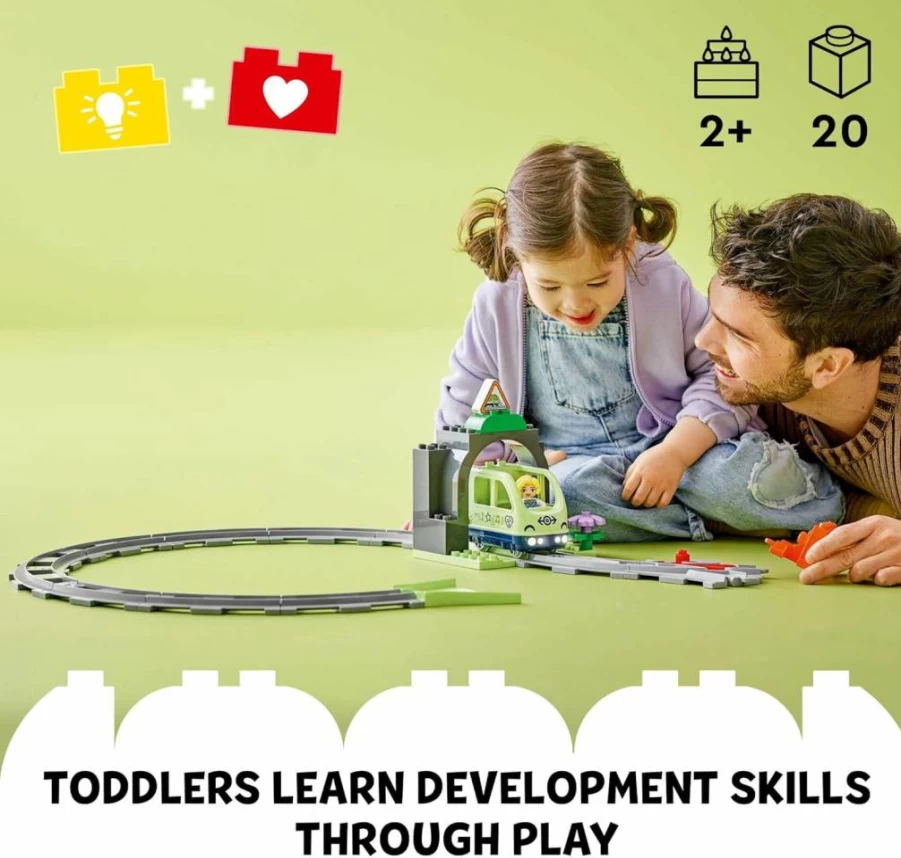 LEGO DUPLO Train Tunnel and Tracks Expansion Set - 10 Extra Track Pieces for Toddlers Ages 2+ - Preschool Building Toy for Boys and Girls - 10425