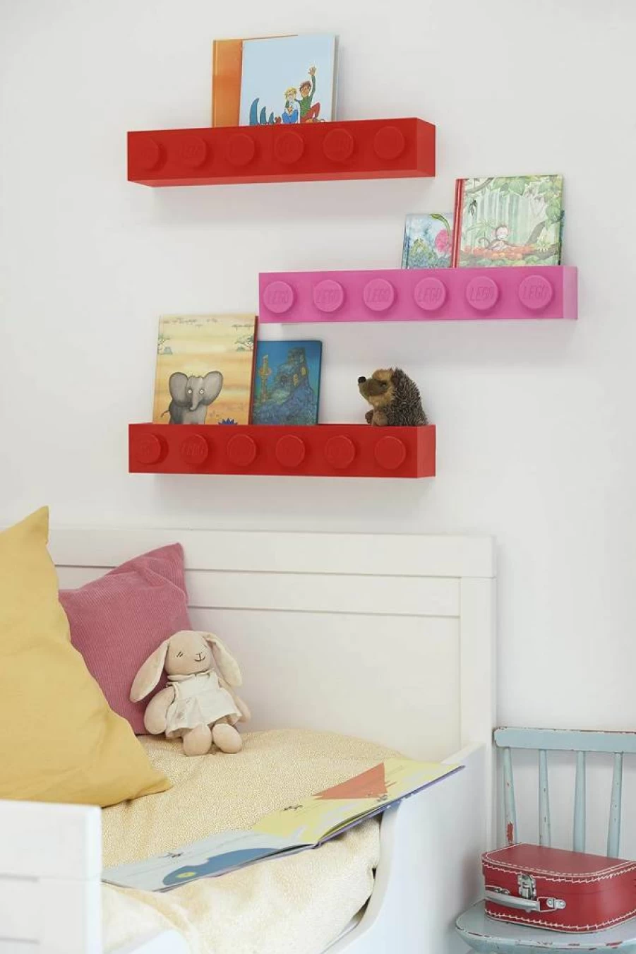Room Copenhagen Lego Book Rack - White Floating Shelf for Decorative Storage & Display