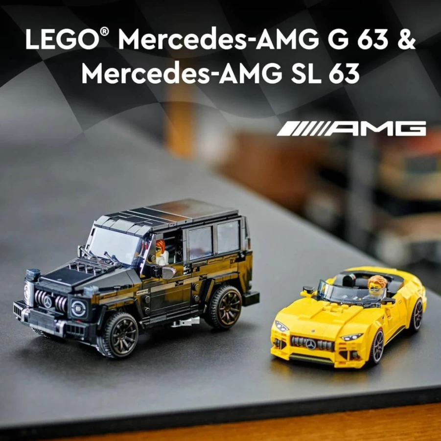 LEGO Speed Champions Mercedes-AMG G 63 & Mercedes-AMG SL 63 Building Set with F1 Car & Minifigures (76924) – Convertible Toy Car Gift for Kids, Boys & Girls