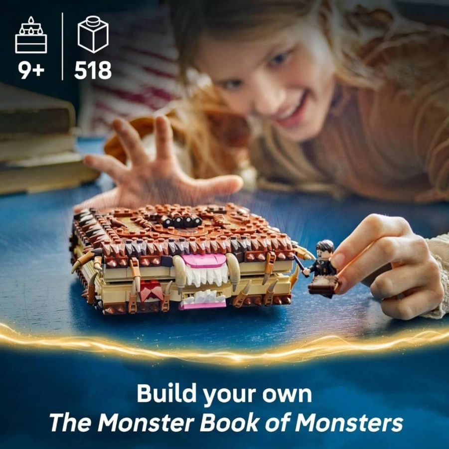 LEGO Harry Potter Monster Book of Monsters Building Set 76449 with Neville Longbottom Minifigure - Collectible Toy for Kids Ages 9+, Creative Gift for Birthday and Harry Potter Fans