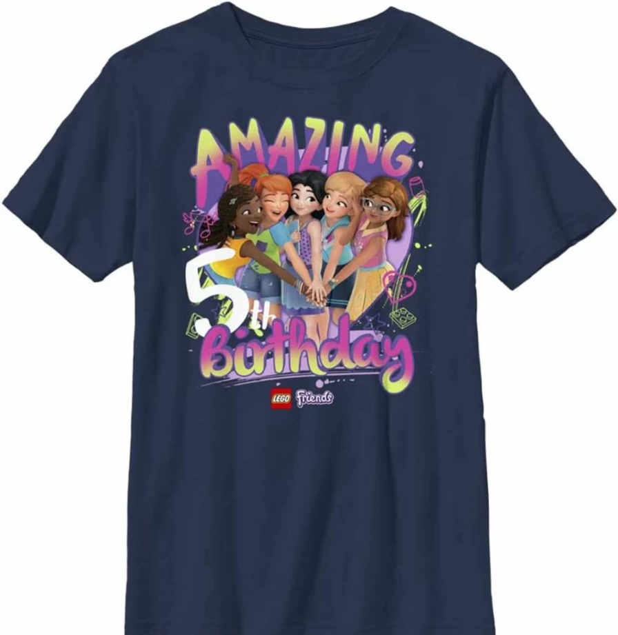 Fifth Sun Boys' Lego Friends Birthday Short Sleeve T-Shirt for Kids