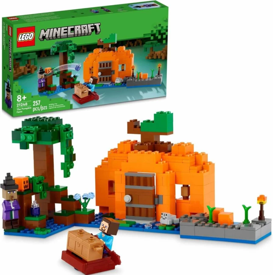 LEGO Minecraft The Pumpkin Farm 21248 Building Set with Steve Minifigure and Witch, Creative Toy for Kids Ages 8+ and Adult Gamers