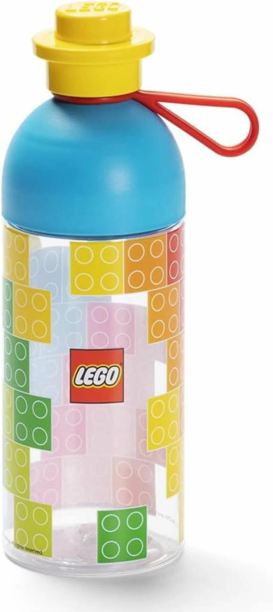 Room Copenhagen LEGO Transparent Water Bottle 500ml with Iconic LEGO Graphics, Easy-Fill Ice Design, Mix Colors - Hydration Bottle for Kids & Adults