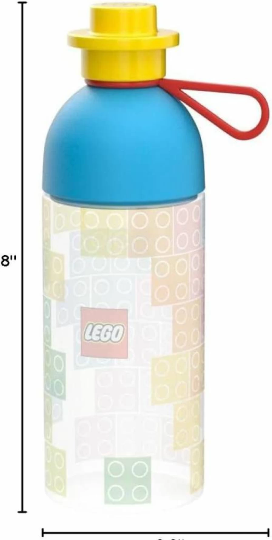 Room Copenhagen LEGO Transparent Water Bottle 500ml with Iconic LEGO Graphics, Easy-Fill Ice Design, Mix Colors - Hydration Bottle for Kids & Adults
