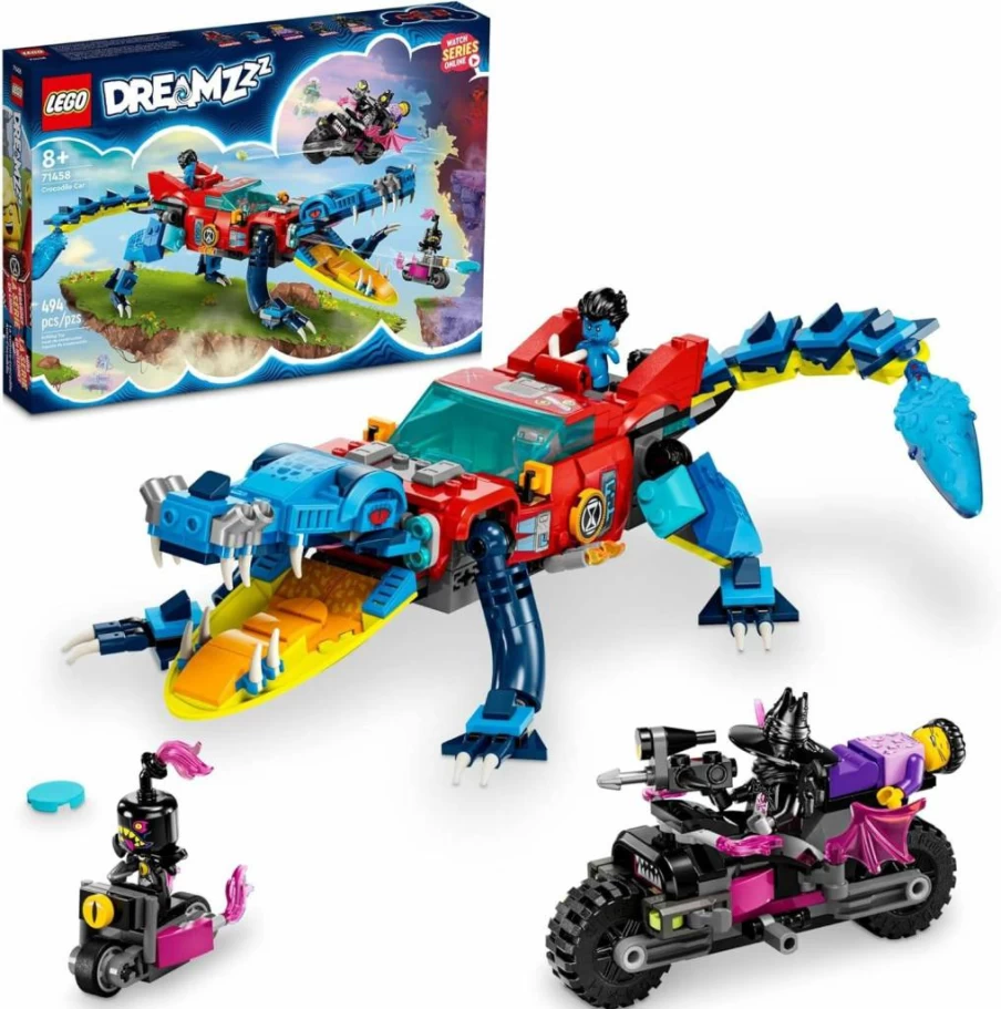 LEGO Dreamzzz Crocodile Car 71458 Building Kit with Cooper & Jayden Minifigures, Transformable Car to Off-Roader Truck & Mini-Boat, Creative Gift for Kids Ages 8+