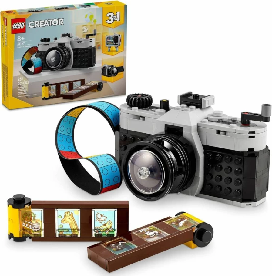 LEGO Creator 3-in-1 Retro Camera Building Toy Set 31147 – Transformable Toy Camera, Video Camera & TV for Creative Kids Ages 8+