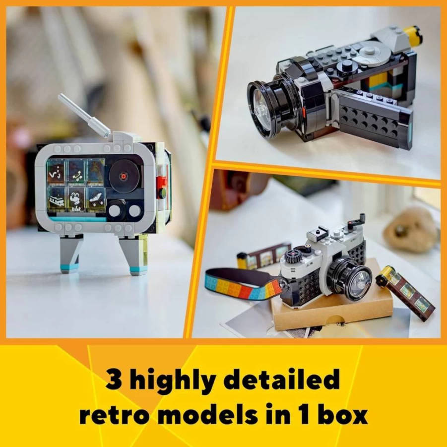 LEGO Creator 3-in-1 Retro Camera Building Toy Set 31147 – Transformable Toy Camera, Video Camera & TV for Creative Kids Ages 8+