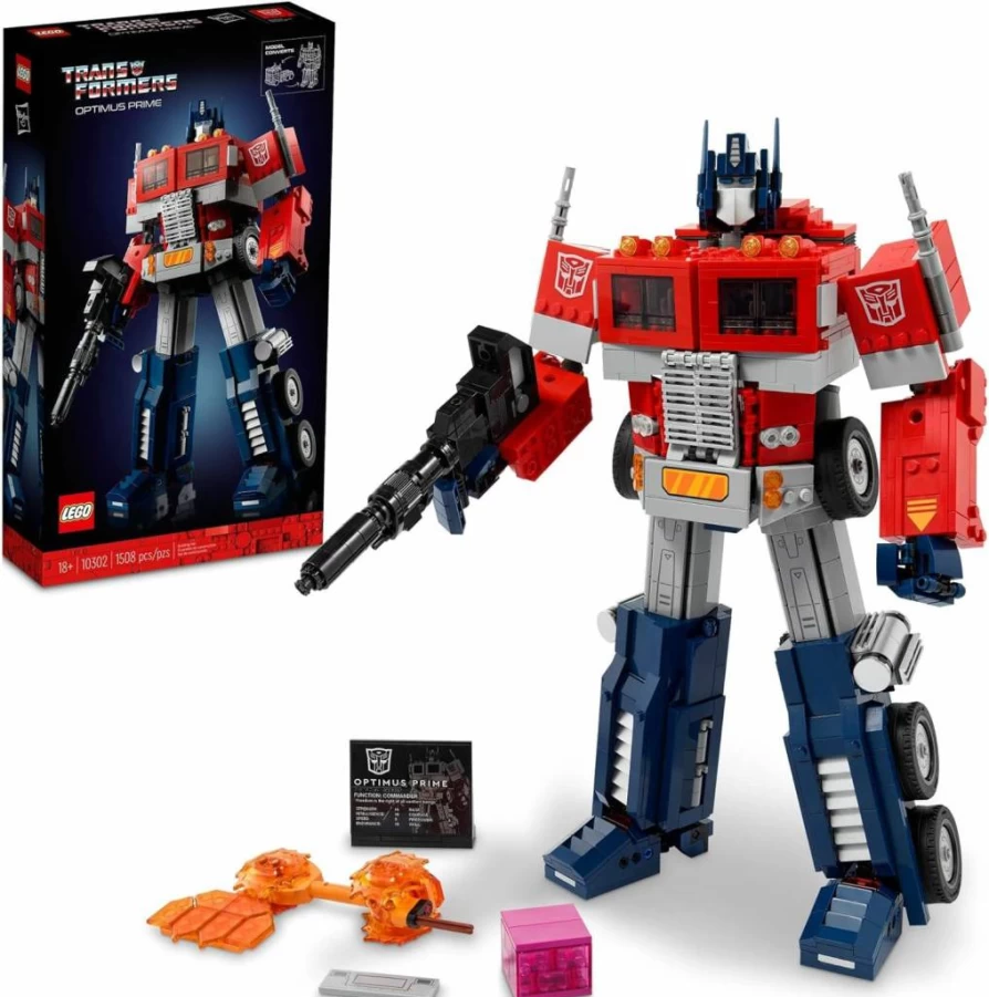 LEGO Icons Optimus Prime 10302 Transformable Building Set for Adults – Collectible 2-in-1 Robot & Truck Model Kit for Display or Play