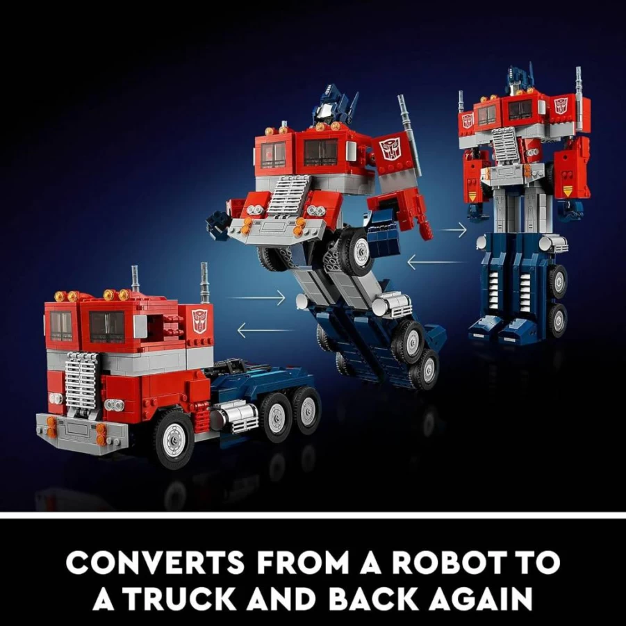 LEGO Icons Optimus Prime 10302 Transformable Building Set for Adults – Collectible 2-in-1 Robot & Truck Model Kit for Display or Play
