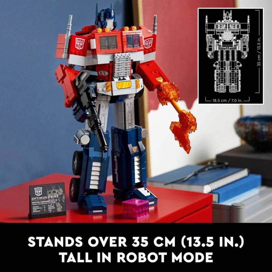 LEGO Icons Optimus Prime 10302 Transformable Building Set for Adults – Collectible 2-in-1 Robot & Truck Model Kit for Display or Play