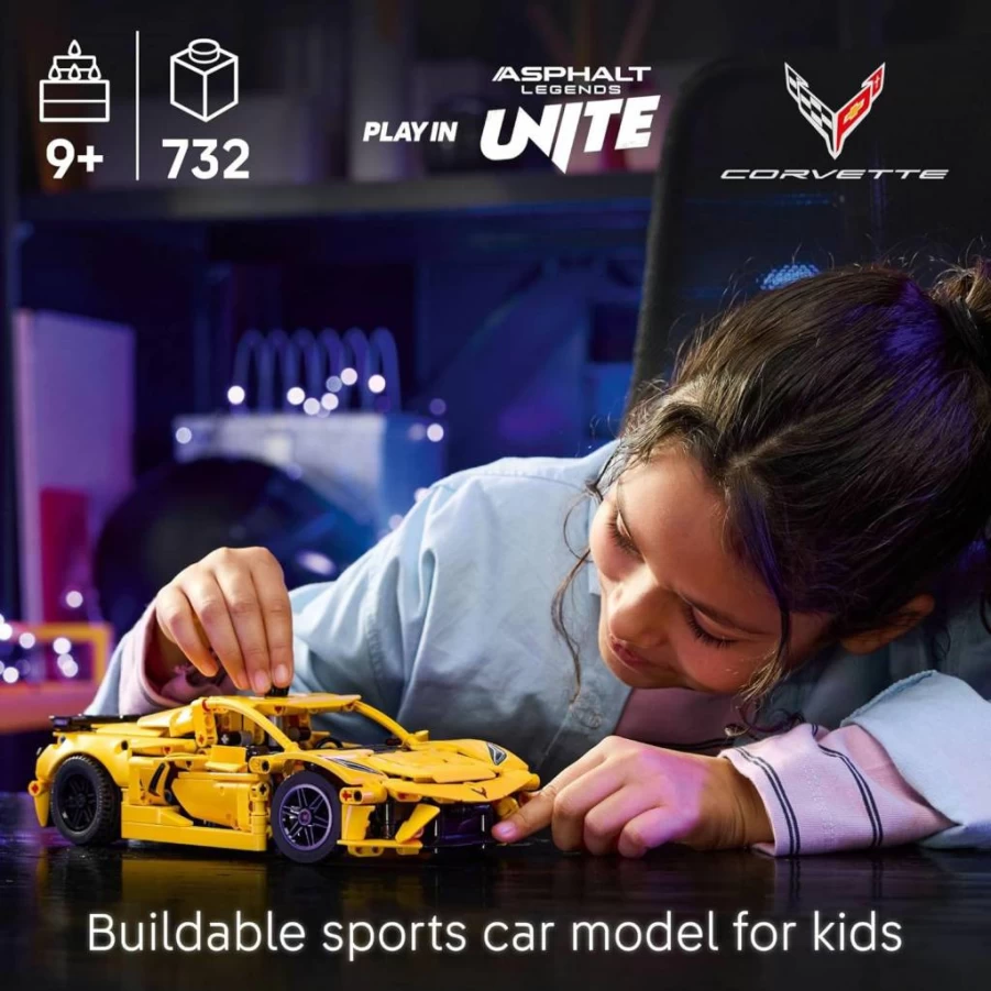 LEGO Technic Chevrolet Corvette Stingray 42205 Building Set for Kids & Adults – 1:12 Scale Model Car Kit with 1210 Pieces – STEM Toy for Ages 9+ – Collector’s Display & Gift Idea
