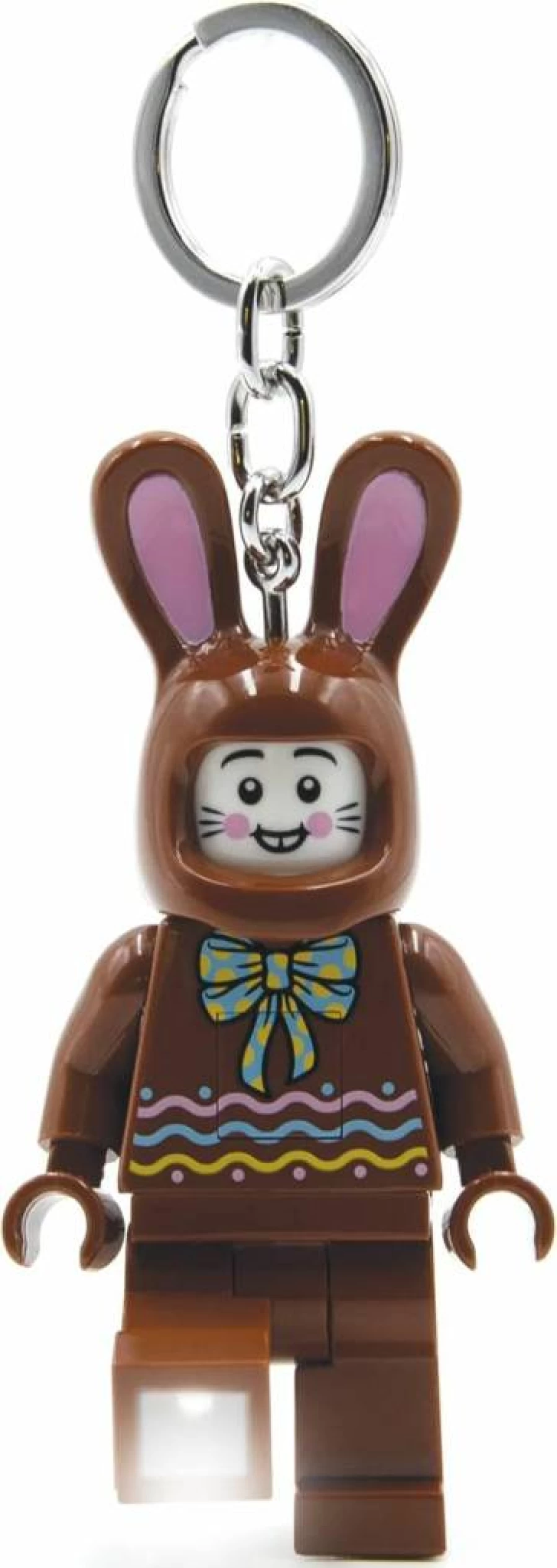 IQ 3 Inch Tall Chocolate Bunny Lego Minifigure Keychain Light - Easter Gift, Easter Basket Stuffer, Ke180H