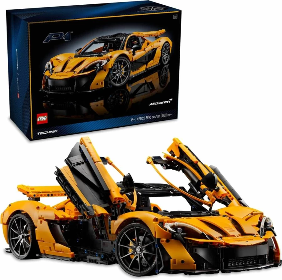 LEGO Technic McLaren P1 Hypercar Building Kit for Adults, Formula 1 Race Car Model with Working V8 Engine & 7-Speed Gearbox, Collectible Set 42172