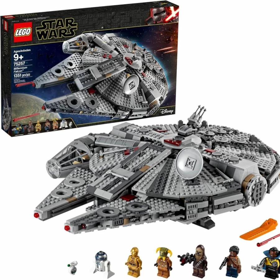LEGO Star Wars Millennium Falcon 75257 Building Kit with 7 Minifigures: Finn, Chewbacca, Lando, D-O, C-3PO, R2-D2 - The Rise of Skywalker Collectible Starship Model