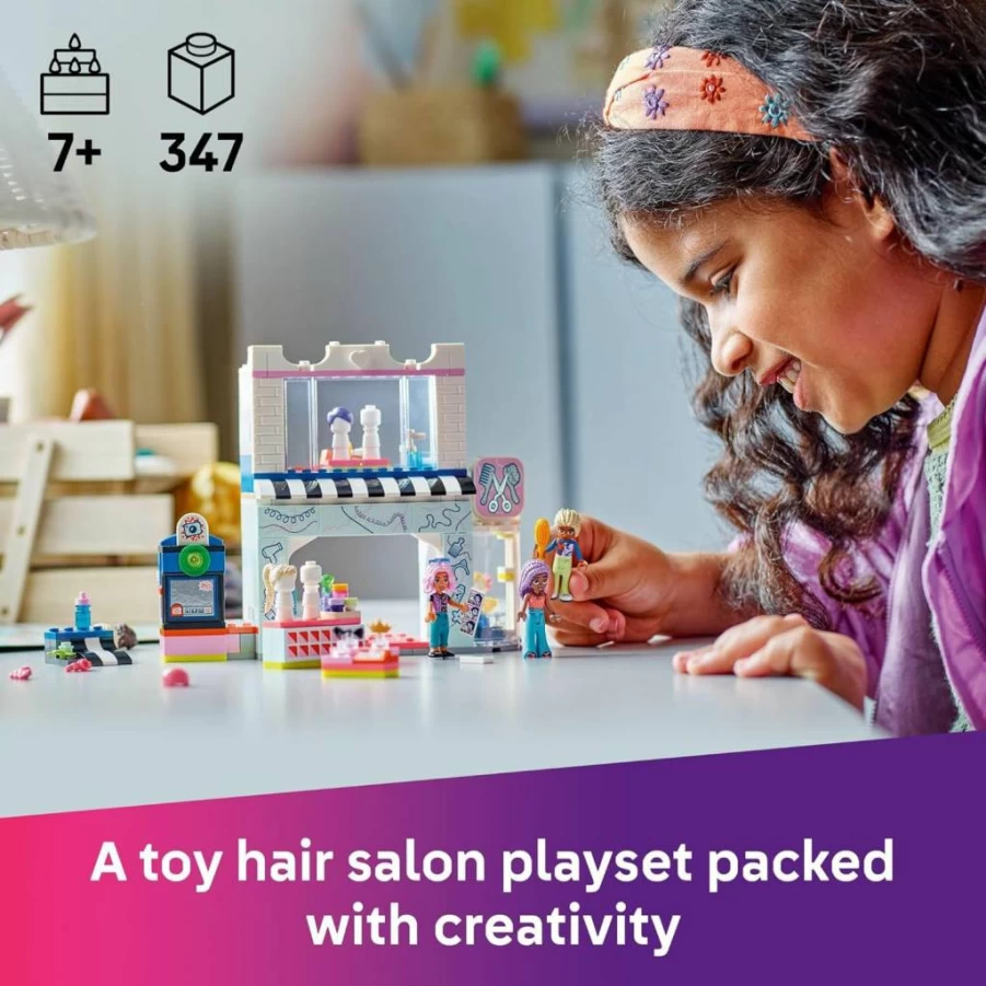 LEGO Friends 42662 Hair Salon Building Set with 3 Mini-Dolls, Creative Play Toy for Kids Ages 7+, Perfect Birthday Gift for Girls and Boys