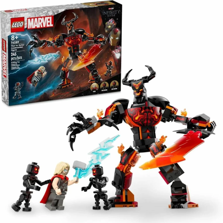 LEGO Marvel Thor vs Surtur Building Set 76289 with Thor Minifigure, Super Hero Toy for Kids Ages 8+, Avengers Construction Playset Gift for Boys and Girls