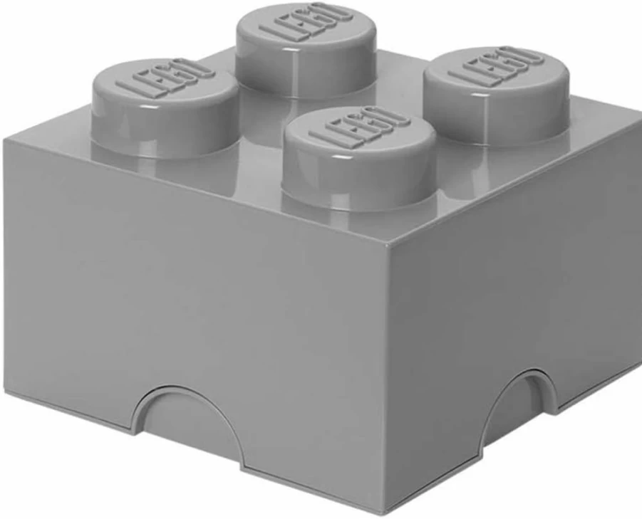 Room Copenhagen Medium Grey Lego Storage Brick - 4 Stone Building Block Organizer Box