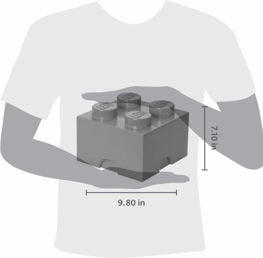 Room Copenhagen Medium Grey Lego Storage Brick - 4 Stone Building Block Organizer Box