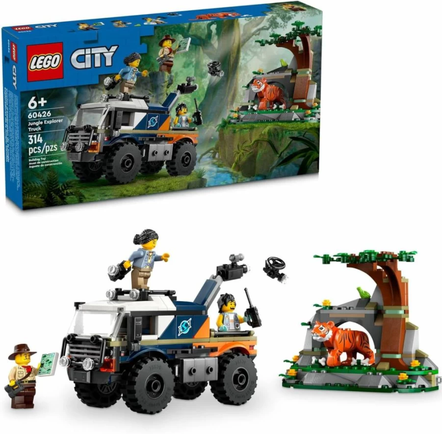 LEGO City Jungle Explorer Off-Road Truck 60426 Toy Building Set with 3 Minifigures & Tiger Figure, Kids Ages 6+ Creative Play, Birthday Gift Idea