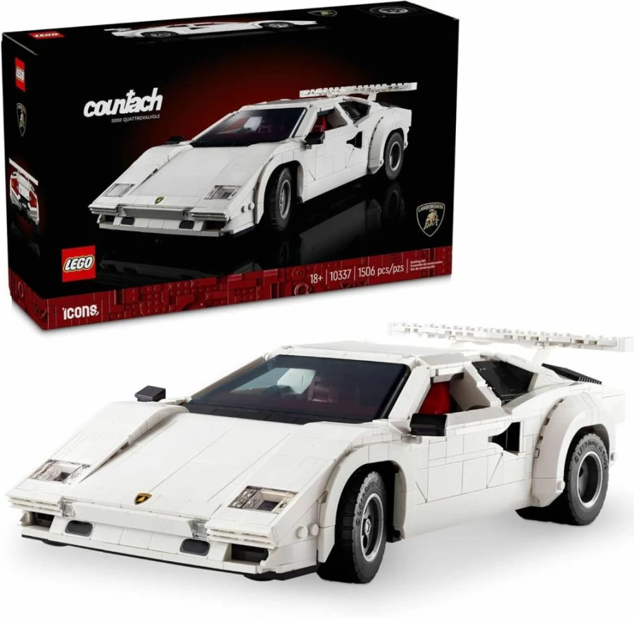 LEGO Icons Lamborghini Countach 5000 Quattrovalvole 10337 Building Set for Adults - Collectible Model Car Kit with Scissor Doors & V12 Engine, Advanced DIY Construction Toy for Ages 18+