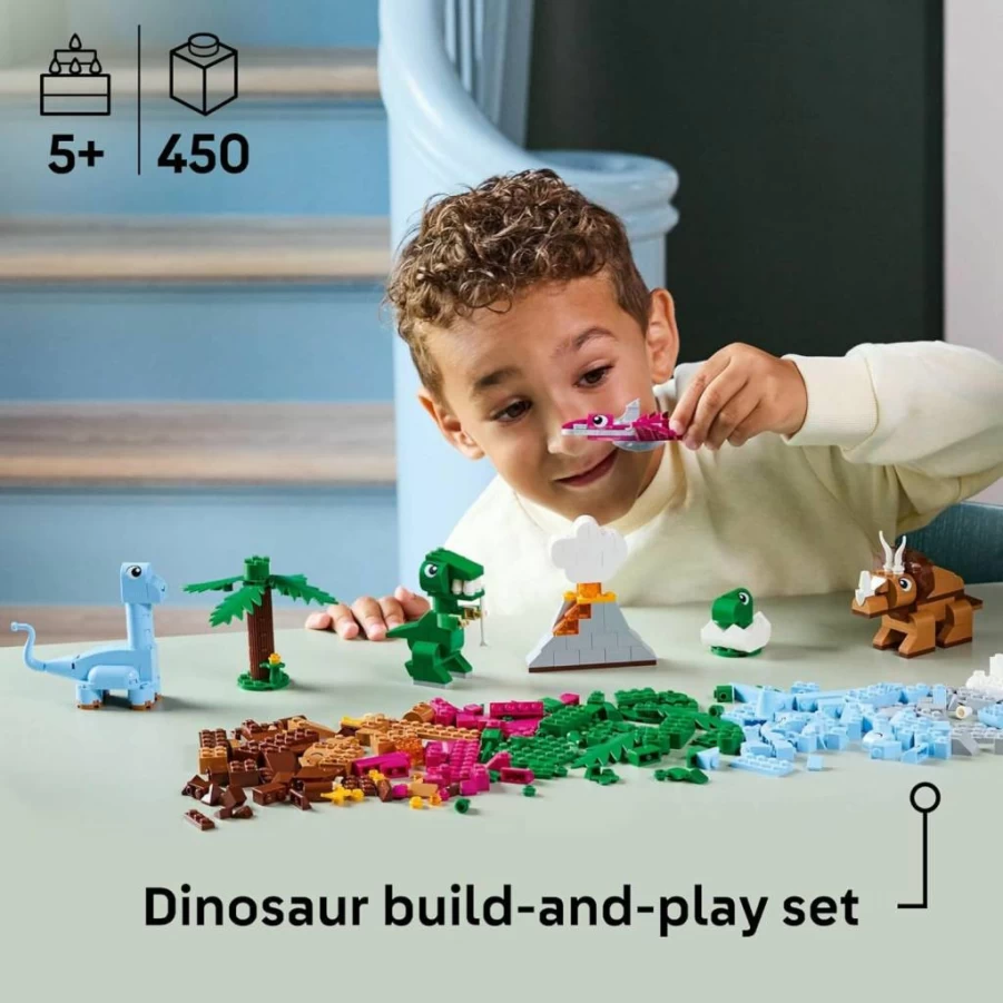 LEGO Classic Creative Dinosaurs Building Blocks Set - Educational STEM Toy for Kids Ages 5+ | Birthday Gift for Boys & Girls | Preschool Learning Kit (11041)
