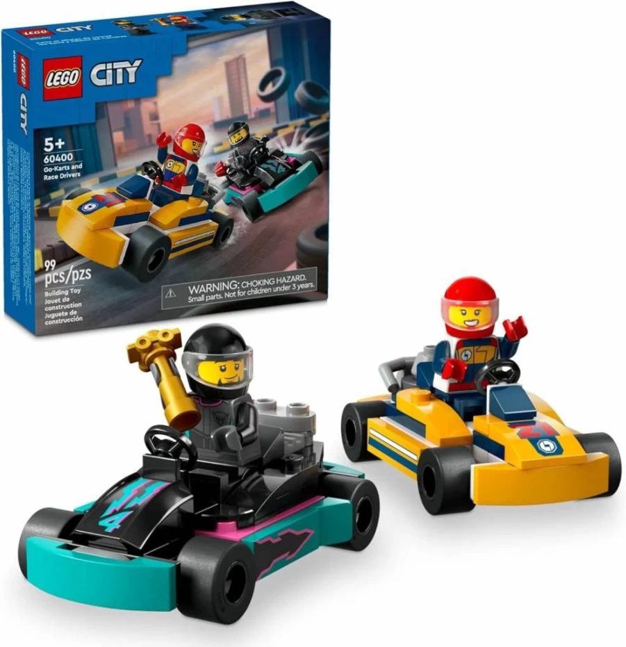 LEGO City Go-Kart Racing Toy Set 60400 with 2 Minifigures, Race Car Vehicle for Kids Ages 5+ Building Kit, Creative Play Gift for Boys and Girls