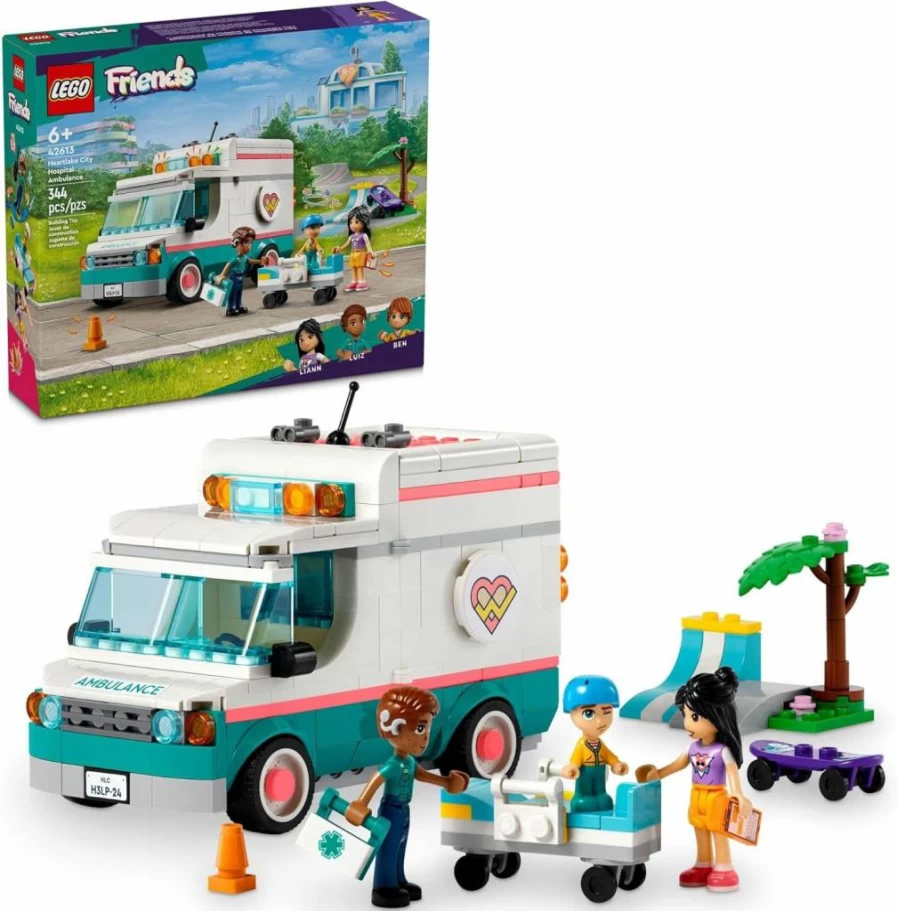 LEGO Friends Heartlake City Hospital Ambulance Toy Set 42613 with Mini-Doll Figures, Kids Building Kit for Ages 6+, Creative Play Medical Emergency Vehicle Gift for Girls and Boys