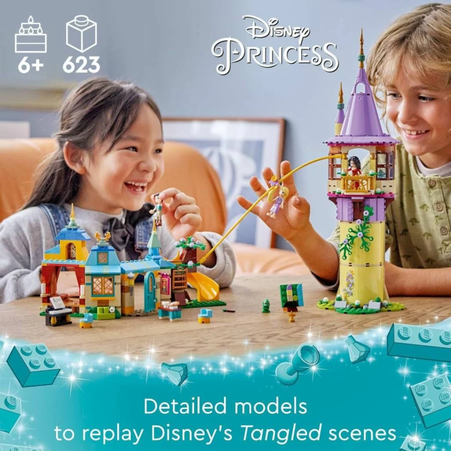 LEGO Disney Princess Rapunzel's Tower Building Set 43241 with Rapunzel, Flynn Rider & Mother Gothel Mini-Dolls, Creative Construction Toy for Kids Ages 6+