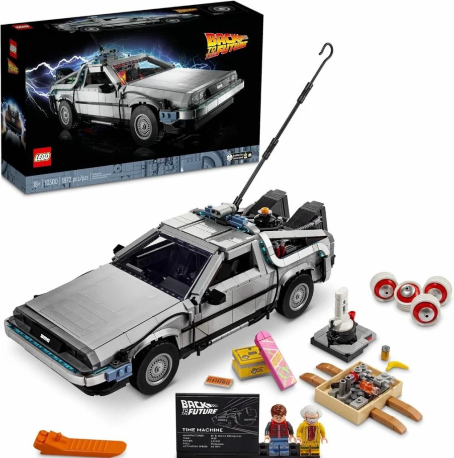 LEGO Icons Back To The Future DeLorean Time Machine 10300 Building Kit for Adults & Teens, Collectible Movie Model Car with Light-Up Wheels, Great Gift for Fans