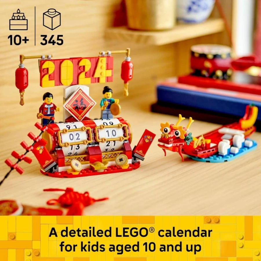 LEGO Lunar New Year Dragon Boat Festival Building Set 40678 - Educational Calendar Toy for Kids Ages 10+, Holiday Decorations for Boys & Girls