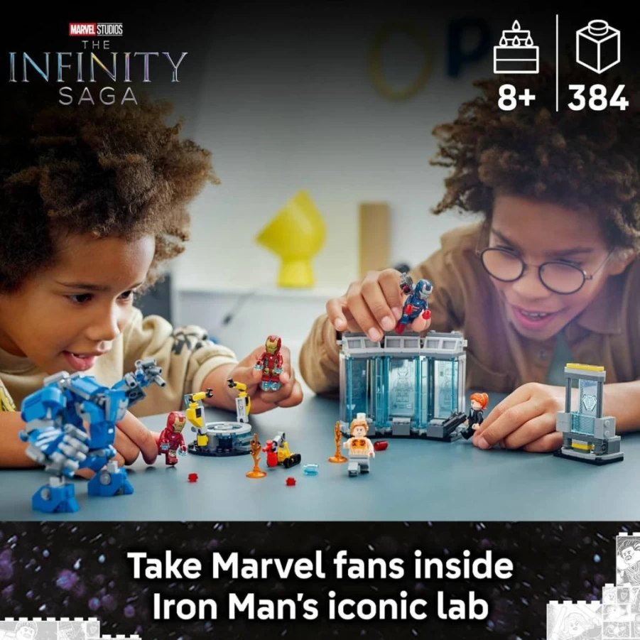 LEGO Marvel Iron Man Hall of Armor Building Set 76315 with Iron Man Minifigures & Mech Suit, Superhero Toy for Kids Ages 8+, Creative Birthday Gift for Boys and Girls